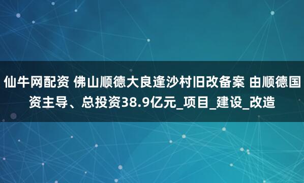 仙牛网配资 佛山顺德大良逢沙村旧改备案 由顺德国资主导、总投资38.9亿元_项目_建设_改造