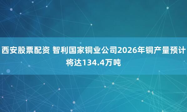 西安股票配资 智利国家铜业公司2026年铜产量预计将达134.4万吨